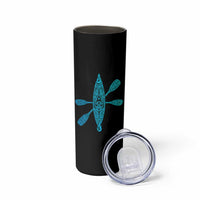Polynesian Tribal Kayak Graphic Skinny Tumbler Maori Pattern Water Sports Cyan Gradient Paddling