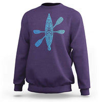 Polynesian Tribal Kayak Graphic Sweatshirt Maori Pattern Water Sports Cyan Gradient Paddling