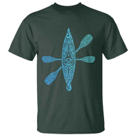 Polynesian Tribal Kayak Graphic T Shirt Maori Pattern Water Sports Cyan Gradient Paddling
