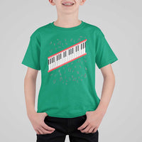 Piano Keyboard Graphic T Shirt For Kid Musical Notes Alignment Pianist