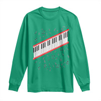 Piano Keyboard Graphic Long Sleeve Shirt Musical Notes Alignment Pianist