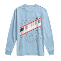Piano Keyboard Graphic Long Sleeve Shirt Musical Notes Alignment Pianist