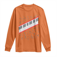 Piano Keyboard Graphic Long Sleeve Shirt Musical Notes Alignment Pianist