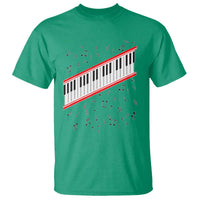 Piano Keyboard Graphic T Shirt Musical Notes Alignment Pianist