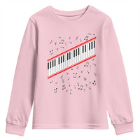 Piano Keyboard Graphic Youth Sweatshirt Musical Notes Alignment Pianist