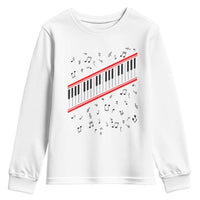 Piano Keyboard Graphic Youth Sweatshirt Musical Notes Alignment Pianist