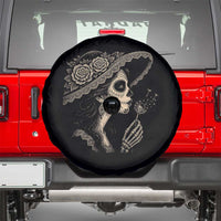Vintage Dia de los Muertos Catrina Portrait Graphic Spare Tire Cover Gothic Sugar Skull Woman Blowing Dandelion