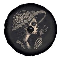 Vintage Dia de los Muertos Catrina Portrait Graphic Spare Tire Cover Gothic Sugar Skull Woman Blowing Dandelion