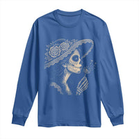 Vintage Dia de los Muertos Catrina Portrait Graphic Long Sleeve Shirt Gothic Sugar Skull Woman Blowing Dandelion