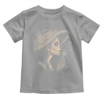 Vintage Dia de los Muertos Catrina Portrait Graphic Toddler T Shirt Gothic Sugar Skull Woman Blowing Dandelion