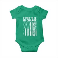Patriotic American Flag Grandfather Pride Baby Onesie I Used To Be In Charge Granddaughter Funny Grandpas Girls Distressed USA Style
