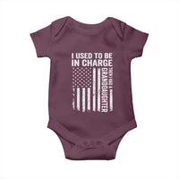 Patriotic American Flag Grandfather Pride Baby Onesie I Used To Be In Charge Granddaughter Funny Grandpas Girls Distressed USA Style