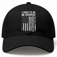 Patriotic American Flag Grandfather Pride Baseball Cap I Used To Be In Charge Granddaughter Funny Grandpas Girls Distressed USA Style
