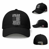 Patriotic American Flag Grandfather Pride Baseball Cap I Used To Be In Charge Granddaughter Funny Grandpas Girls Distressed USA Style