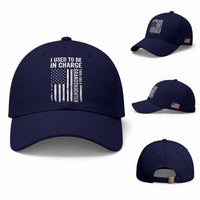 Patriotic American Flag Grandfather Pride Baseball Cap I Used To Be In Charge Granddaughter Funny Grandpas Girls Distressed USA Style