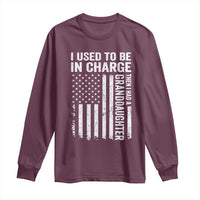 Patriotic American Flag Grandfather Pride Long Sleeve Shirt I Used To Be In Charge Granddaughter Funny Grandpas Girls Distressed USA Style
