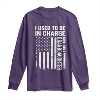 Patriotic American Flag Grandfather Pride Long Sleeve Shirt I Used To Be In Charge Granddaughter Funny Grandpas Girls Distressed USA Style