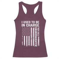 Patriotic American Flag Grandfather Pride Racerback Tank Top I Used To Be In Charge Granddaughter Funny Grandpas Girls Distressed USA Style