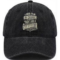 Vintage Style Western Funny Grandpas Girls Washed Cotton Baseball Cap I Used To Be In Charge Then I Had A Granddaughter Retro Look