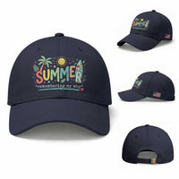 Summer Remembering My Why Baseball Cap Cute Tropical Beach Palm Tree Surfboard Teacher Graphic