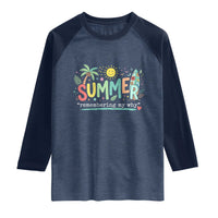 Summer Remembering My Why Raglan Shirt Cute Tropical Beach Palm Tree Surfboard Teacher Graphic
