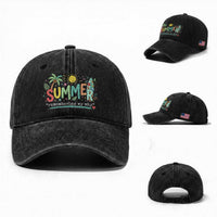 Summer Remembering My Why Washed Cotton Baseball Cap Cute Tropical Beach Palm Tree Surfboard Teacher Graphic