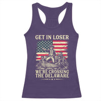 Get In Loser We're Crossing The Delaware Vintage Racerback Tank Top Funny George Washington American Flag Patriotic Fireworks