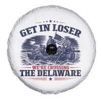 Get In Loser We're Crossing The Delaware Retro Spare Tire Cover Distressed George Washington Boat Scene Patriotic American Revolution Humor