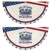 Get In Loser We're Crossing The Delaware Retro Patriotic Fan Flag Distressed George Washington Boat Scene American Revolution Humor