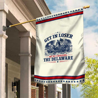 Get In Loser We're Crossing The Delaware Retro Patriotic Garden Flag Distressed George Washington Boat Scene American Revolution Humor