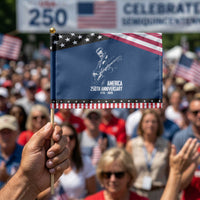 America 250th Anniversary Abraham Lincoln Rock Star Patriotic Handheld Flag Funny Electric Guitar Player 1776 to 2026 Semiquincentennial