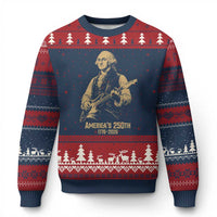 America's 250th George Washington Rock Star Ugly Christmas Sweater Funny Electric Guitar Player Vintage 1776 to 2026 Semiquincentennial