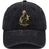 America's 250th George Washington Rock Star Washed Cotton Baseball Cap Funny Electric Guitar Player Vintage 1776 to 2026 Semiquincentennial