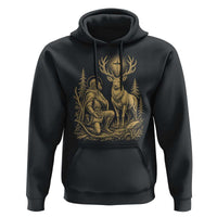 Saint Hubert Patron Saint of Hunters Vintage Woodcut Hoodie Catholic Faith and Hunting Heritage Gift