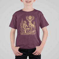 Saint Hubert Patron Saint of Hunters Vintage Woodcut T Shirt For Kid Catholic Faith and Hunting Heritage Gift