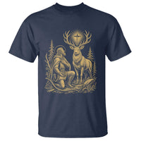 Saint Hubert Patron Saint of Hunters Vintage Woodcut T Shirt Catholic Faith and Hunting Heritage Gift
