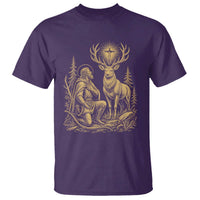 Saint Hubert Patron Saint of Hunters Vintage Woodcut T Shirt Catholic Faith and Hunting Heritage Gift
