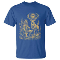 Saint Hubert Patron Saint of Hunters Vintage Woodcut T Shirt Catholic Faith and Hunting Heritage Gift