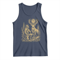 Saint Hubert Patron Saint of Hunters Vintage Woodcut Tank Top Catholic Faith and Hunting Heritage Gift