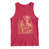 Saint Hubert Patron Saint of Hunters Vintage Woodcut Tank Top Catholic Faith and Hunting Heritage Gift