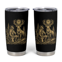 Saint Hubert Patron Saint of Hunters Vintage Woodcut Tumbler Cup Catholic Faith and Hunting Heritage Gift