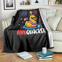 Firequacker Funny Patriotic Rubber Duck Throw Blanket Cool American Flag Sunglasses and Stars Swim Ring Summer Fireworks