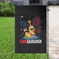 Firequacker Funny Patriotic Rubber Duck Garden Flag Cool American Flag Sunglasses and Stars Swim Ring Summer Fireworks