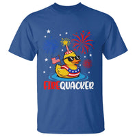 Firequacker Funny Patriotic Rubber Duck T Shirt Cool American Flag Sunglasses and Stars Swim Ring Summer Fireworks