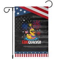 Firequacker Funny Rubber Duck Patriotic Garden Flag Cool American Flag Sunglasses and Stars Swim Ring Summer Fireworks
