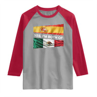 Spain Mexico Heritage Pride Raglan Shirt Yes I'm Both Identity Roots for Hispanics Latinos - Wonder Print Shop