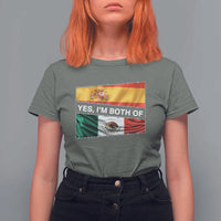 Spain Mexico Heritage Pride T Shirt For Women Yes I'm Both Identity Roots for Hispanics Latinos - Wonder Print Shop