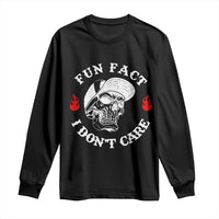 Fun Fact I Don’t Care Skull Long Sleeve Shirt Edgy Sarcastic Attitude - Wonder Print Shop