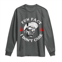 Fun Fact I Don’t Care Skull Long Sleeve Shirt Edgy Sarcastic Attitude - Wonder Print Shop