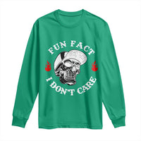 Fun Fact I Don’t Care Skull Long Sleeve Shirt Edgy Sarcastic Attitude - Wonder Print Shop